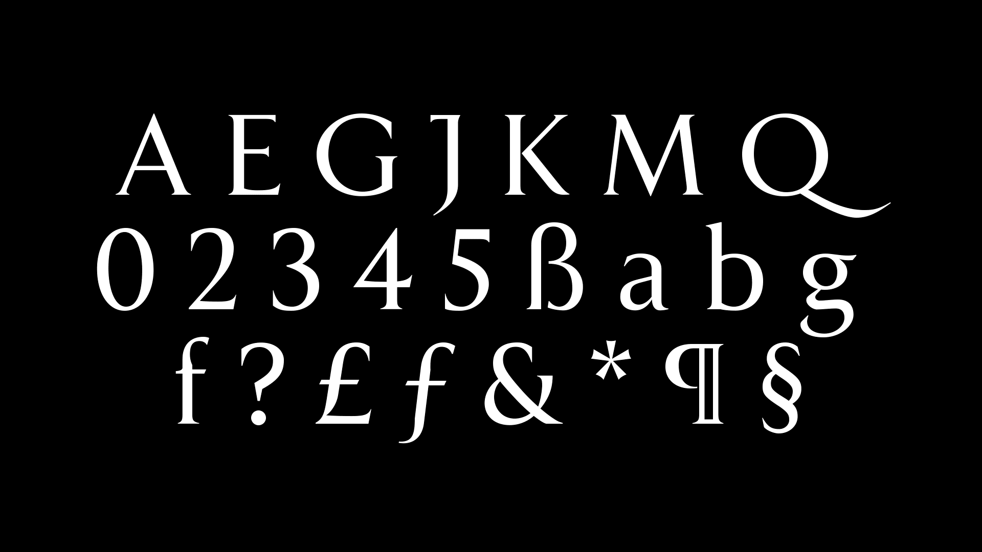 Letras, números, signos y símbolos de la tipografía Porcelanosa