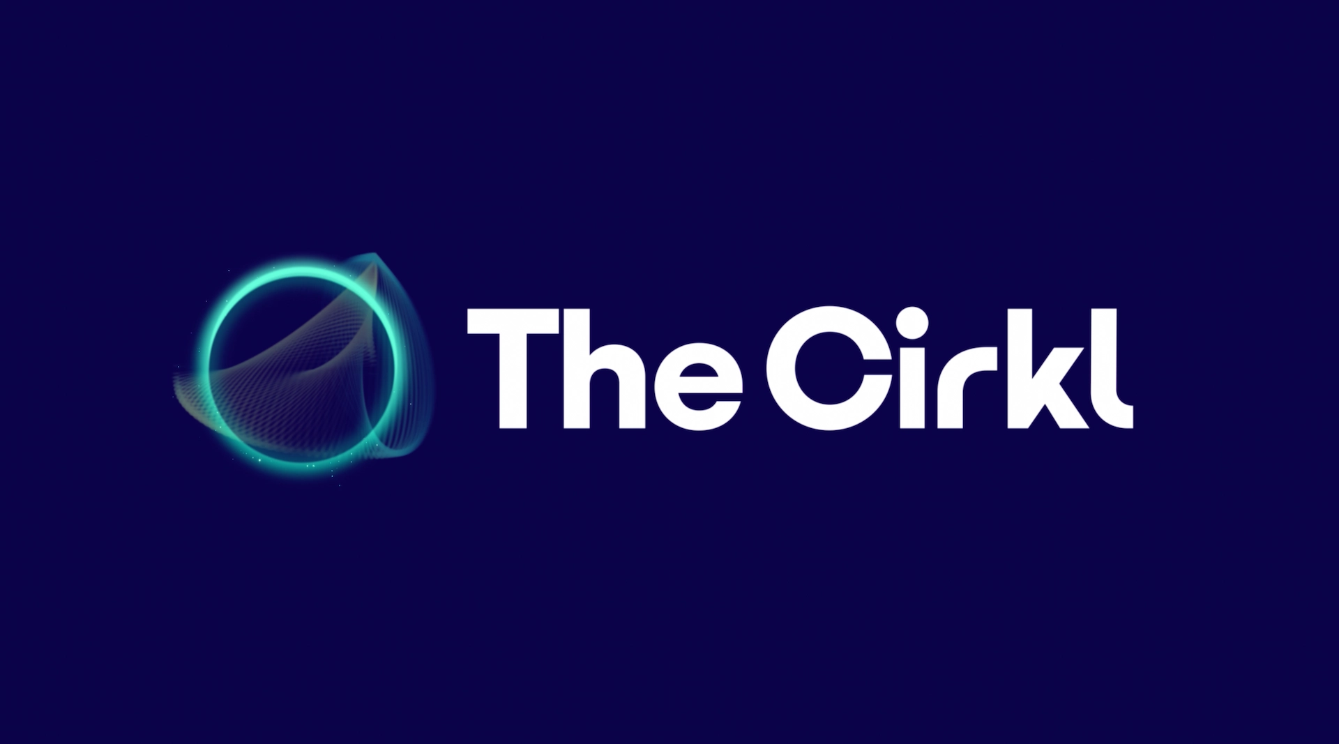 Logotipo y símbolo The Cirkle sobre fondo azul