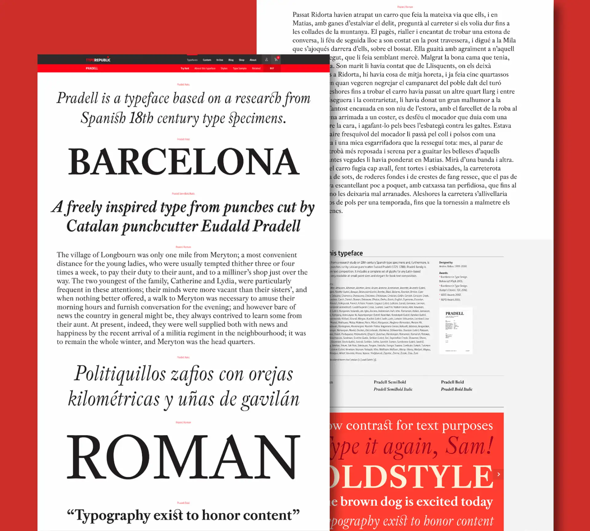 Imagen detalle del diseño de página especimen de tipografía en la web de Typerepublic